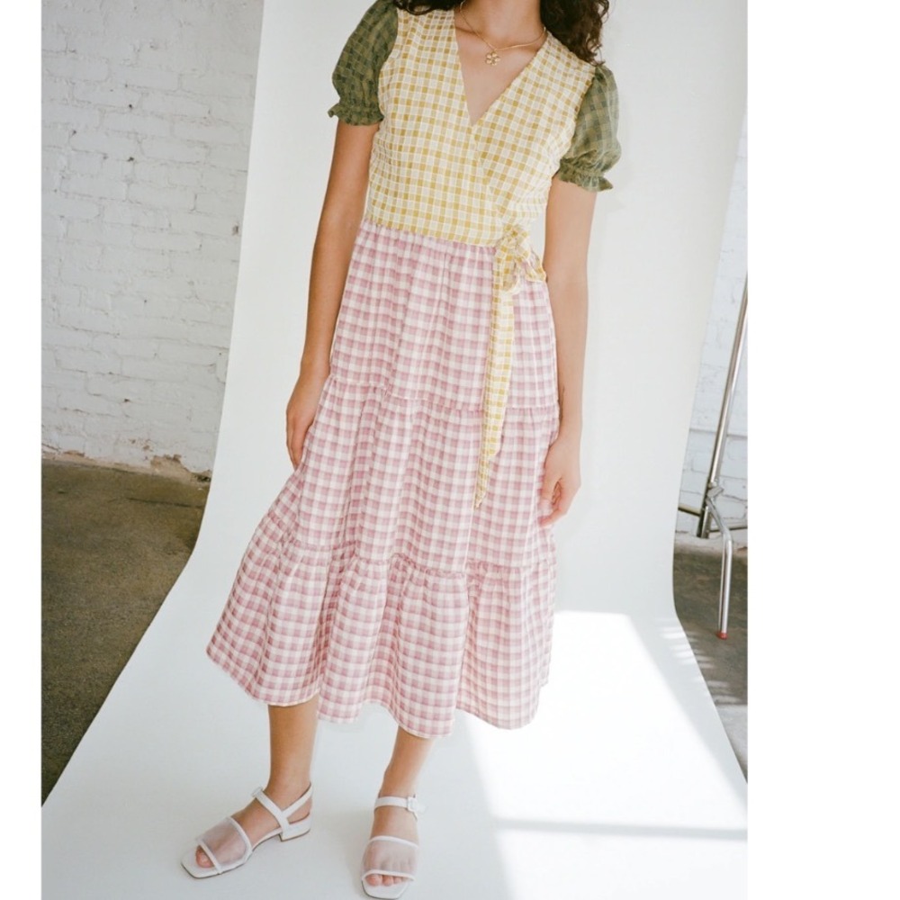 Lisa Says Gah Victoria Wrap Dress Multi Gingham Size Medium